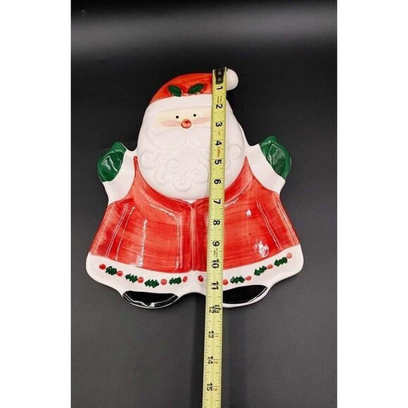 Ceramic Santa Chip & Covered Dip Platter Hand Painted Vintage Christmas St. Nick - Picture 10 of 10
